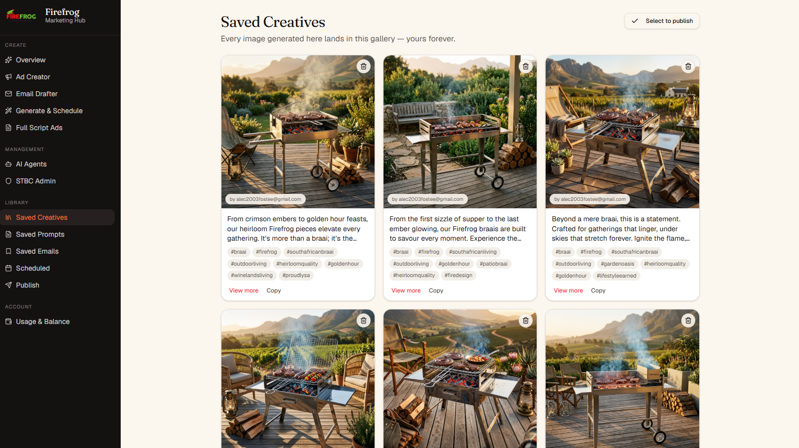 Firefrog · Saved Creatives
