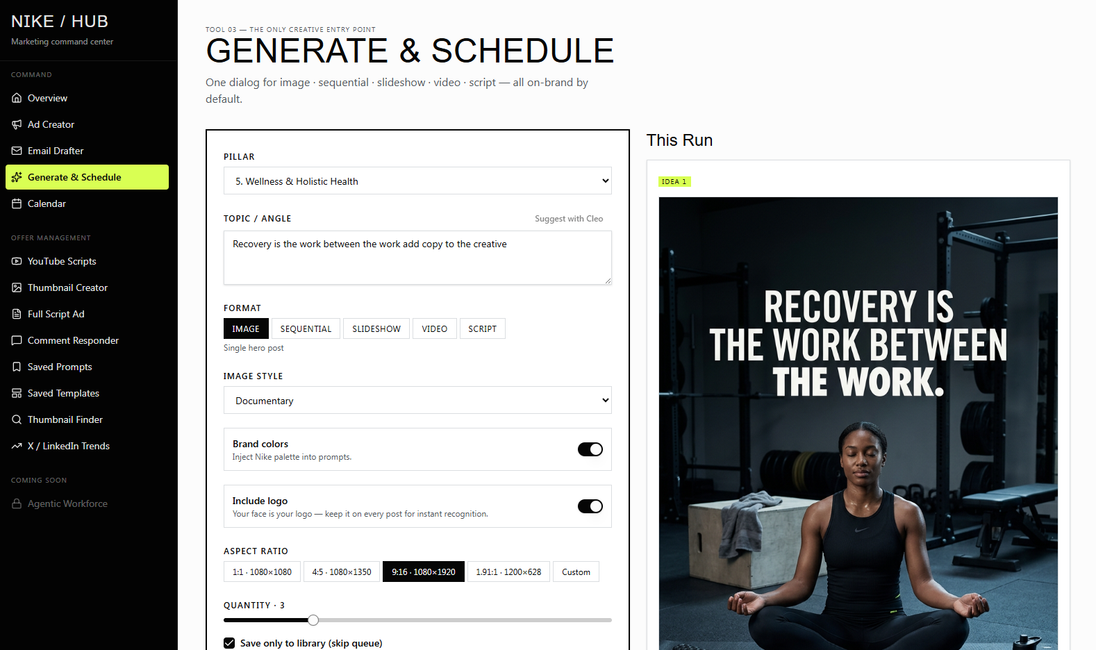Nike · Generate & Schedule